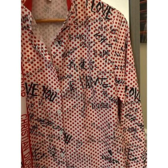 Diandina Didi Vintage Button Down Shirt Large Red White - Picture 3 of 7